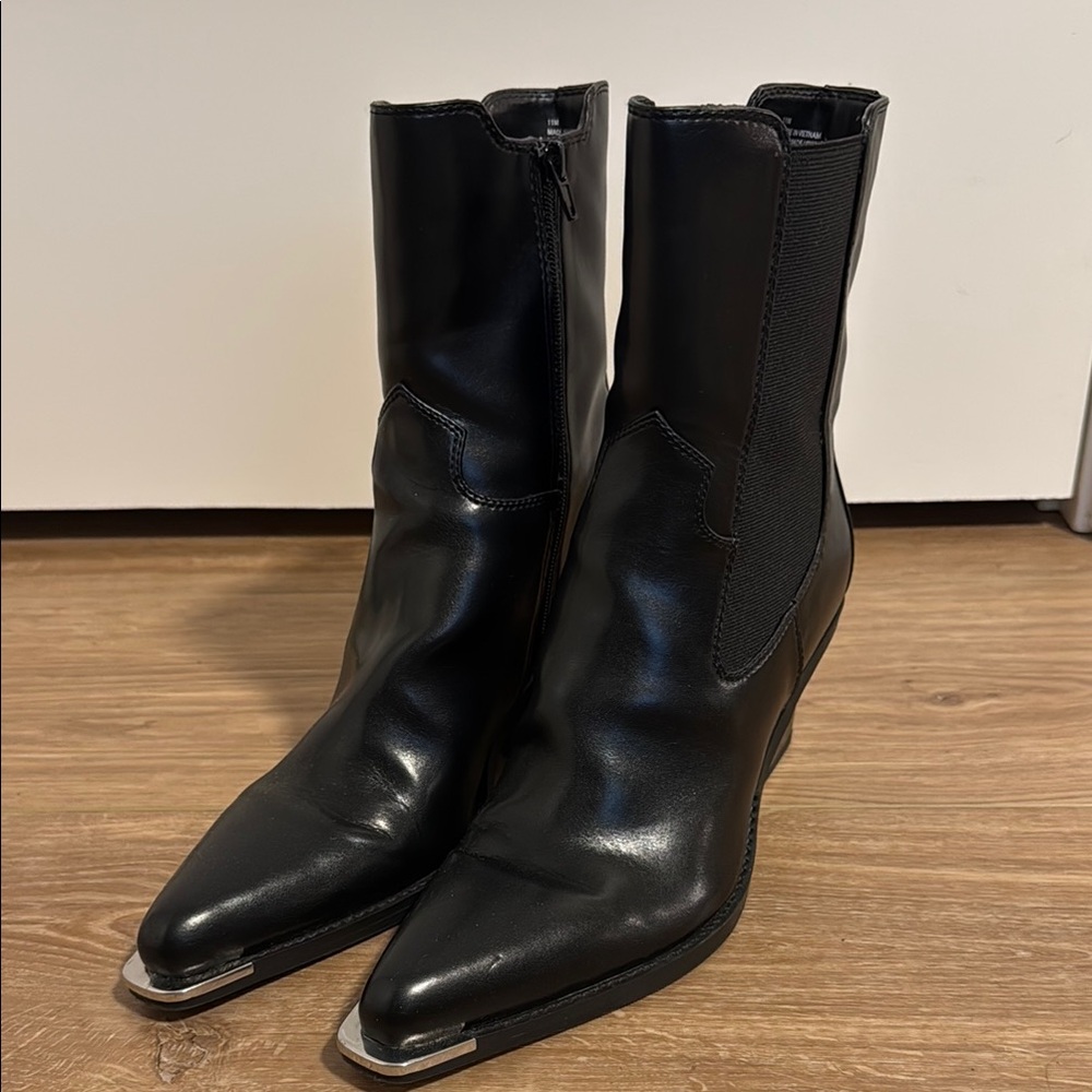Black Faux Leather Boots